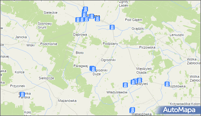 mapa Ogrodniki gmina Tuczna, Ogrodniki gmina Tuczna na mapie Targeo