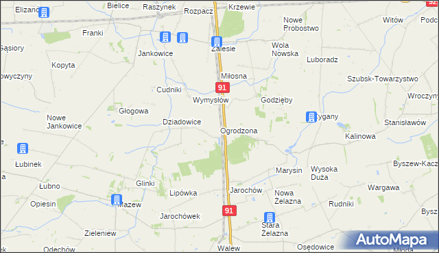 mapa Ogrodzona gmina Daszyna, Ogrodzona gmina Daszyna na mapie Targeo