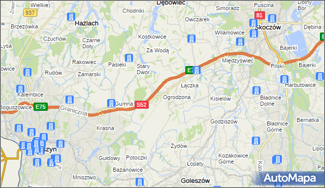 mapa Ogrodzona gmina Dębowiec, Ogrodzona gmina Dębowiec na mapie Targeo