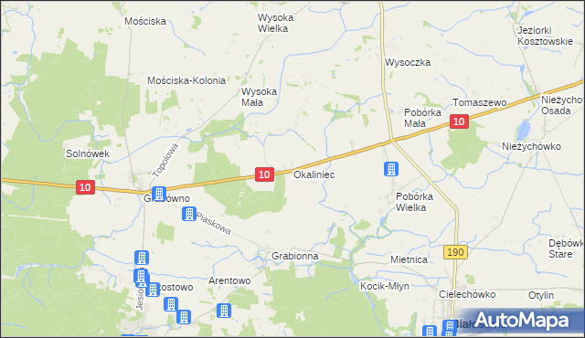 mapa Okaliniec, Okaliniec na mapie Targeo