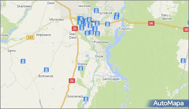 mapa Okole gmina Koronowo, Okole gmina Koronowo na mapie Targeo