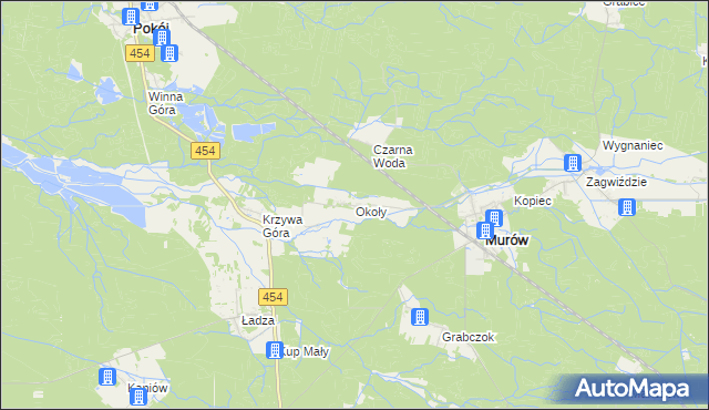 mapa Okoły gmina Murów, Okoły gmina Murów na mapie Targeo