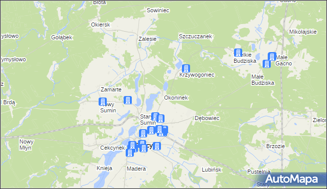 mapa Okoninek, Okoninek na mapie Targeo