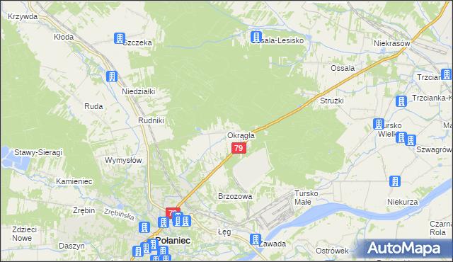 mapa Okrągła, Okrągła na mapie Targeo