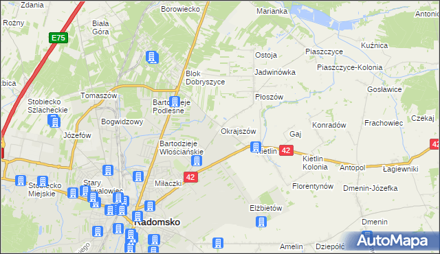 mapa Okrajszów, Okrajszów na mapie Targeo