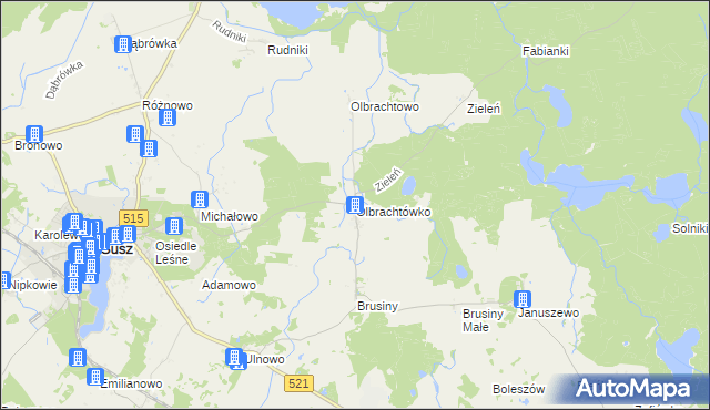 mapa Olbrachtówko, Olbrachtówko na mapie Targeo