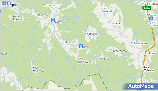 mapa Olchowiec gmina Dukla, Olchowiec gmina Dukla na mapie Targeo