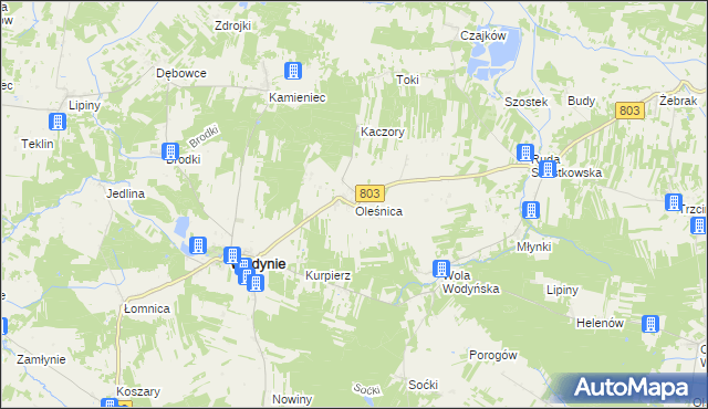 mapa Oleśnica gmina Wodynie, Oleśnica gmina Wodynie na mapie Targeo