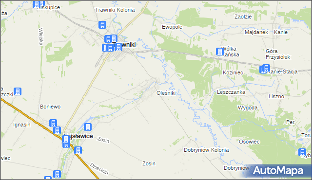 mapa Oleśniki, Oleśniki na mapie Targeo