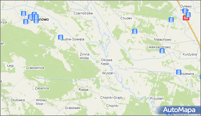 mapa Olkowa Kępa, Olkowa Kępa na mapie Targeo