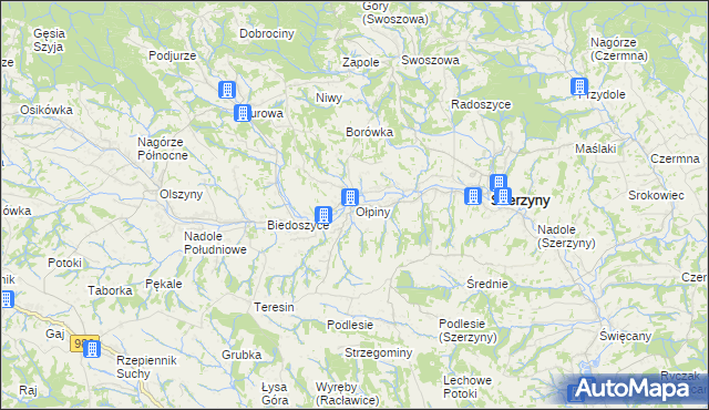 mapa Ołpiny, Ołpiny na mapie Targeo