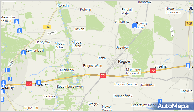 mapa Olsza gmina Rogów, Olsza gmina Rogów na mapie Targeo