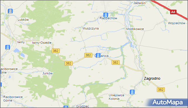 mapa Olszanica gmina Zagrodno, Olszanica gmina Zagrodno na mapie Targeo