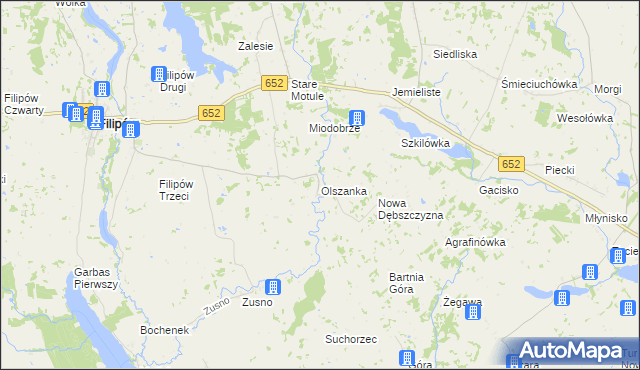 mapa Olszanka gmina Filipów, Olszanka gmina Filipów na mapie Targeo