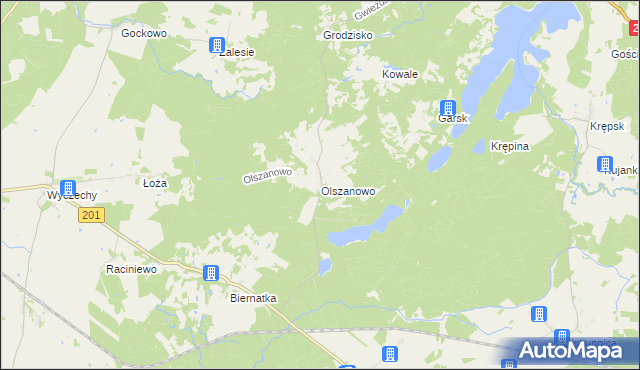 mapa Olszanowo, Olszanowo na mapie Targeo