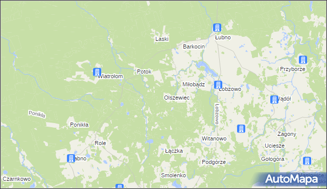 mapa Olszewiec gmina Miastko, Olszewiec gmina Miastko na mapie Targeo