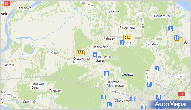 mapa Olszewnica Stara, Olszewnica Stara na mapie Targeo