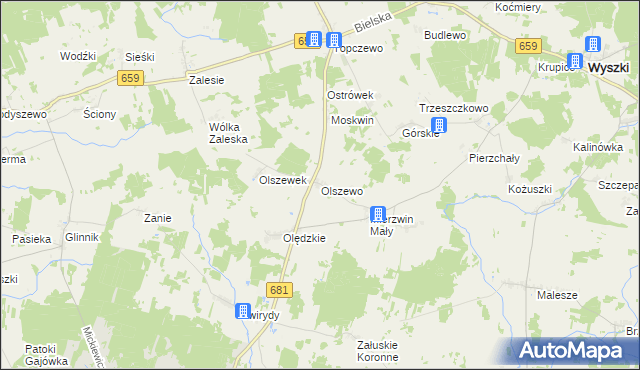 mapa Olszewo gmina Brańsk, Olszewo gmina Brańsk na mapie Targeo