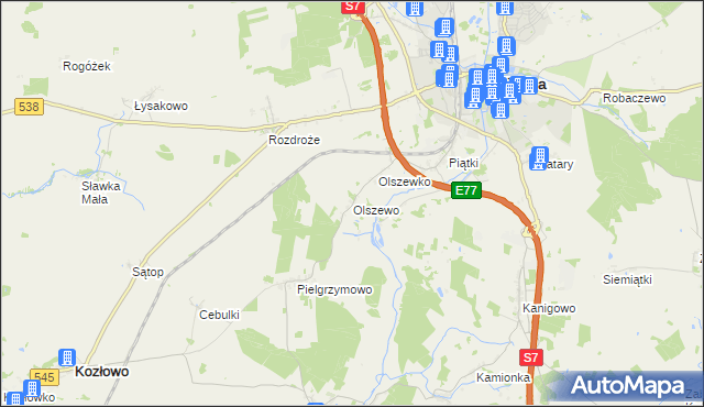 mapa Olszewo gmina Nidzica, Olszewo gmina Nidzica na mapie Targeo