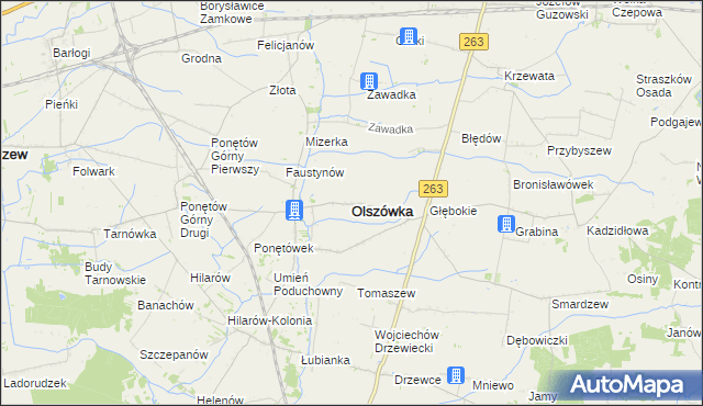 mapa Olszówka powiat kolski, Olszówka powiat kolski na mapie Targeo