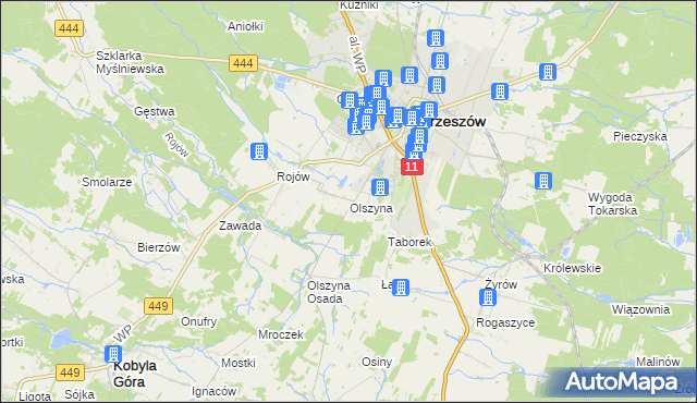 mapa Olszyna gmina Ostrzeszów, Olszyna gmina Ostrzeszów na mapie Targeo