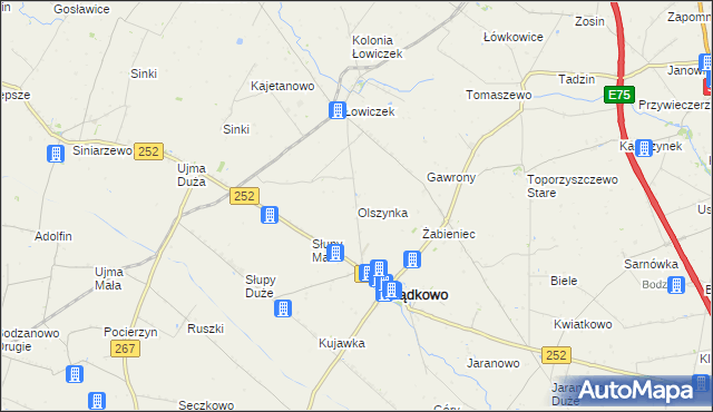 mapa Olszynka gmina Bądkowo, Olszynka gmina Bądkowo na mapie Targeo