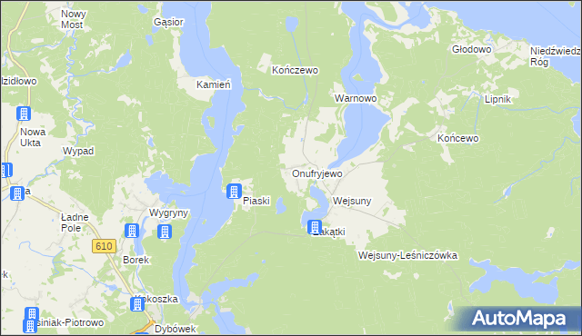 mapa Onufryjewo, Onufryjewo na mapie Targeo