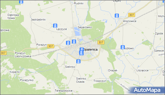 mapa Opalenica powiat nowotomyski, Opalenica powiat nowotomyski na mapie Targeo