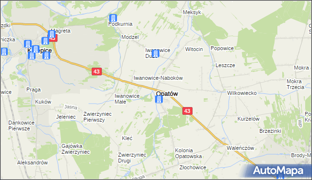 mapa Opatów powiat kłobucki, Opatów powiat kłobucki na mapie Targeo