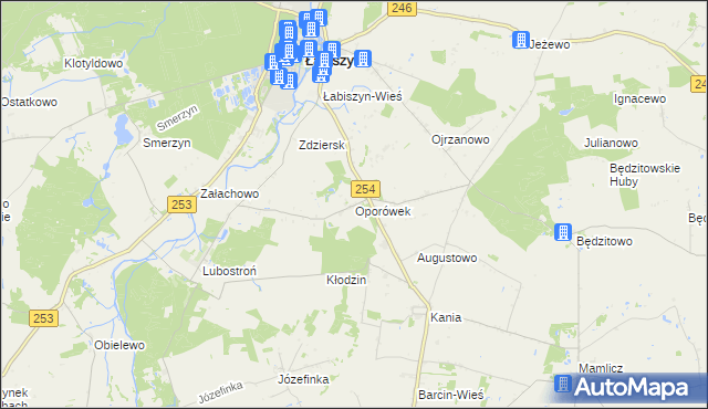 mapa Oporówek gmina Łabiszyn, Oporówek gmina Łabiszyn na mapie Targeo