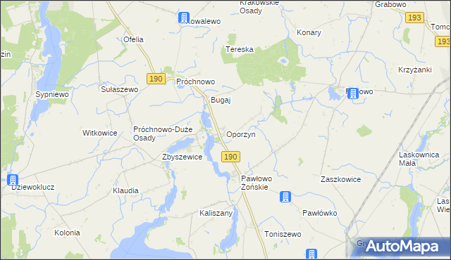 mapa Oporzyn, Oporzyn na mapie Targeo