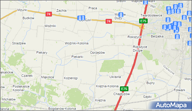 mapa Oprzężów Kolonia, Oprzężów Kolonia na mapie Targeo