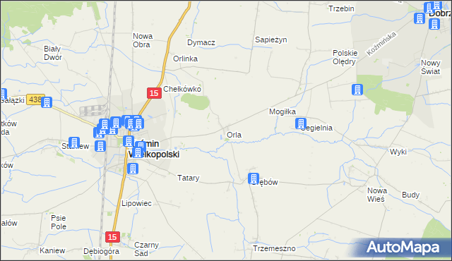 mapa Orla gmina Koźmin Wielkopolski, Orla gmina Koźmin Wielkopolski na mapie Targeo