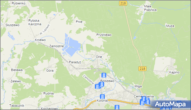 mapa Orle gmina Wejherowo, Orle gmina Wejherowo na mapie Targeo