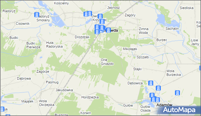 mapa Orle Gniazdo, Orle Gniazdo na mapie Targeo