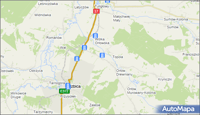 mapa Orłów Drewniany-Kolonia, Orłów Drewniany-Kolonia na mapie Targeo