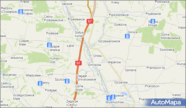 mapa Orłów gmina Słomniki, Orłów gmina Słomniki na mapie Targeo