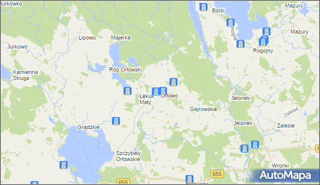 mapa Orłowo gmina Wydminy, Orłowo gmina Wydminy na mapie Targeo