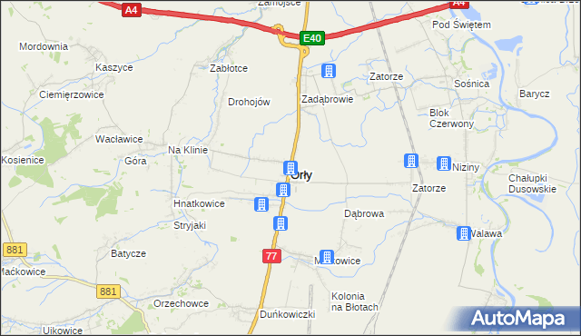 mapa Orły powiat przemyski, Orły powiat przemyski na mapie Targeo