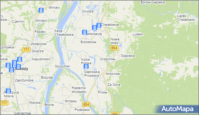 mapa Orzechów gmina Radomyśl nad Sanem, Orzechów gmina Radomyśl nad Sanem na mapie Targeo