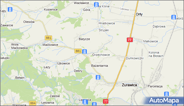 mapa Orzechowce, Orzechowce na mapie Targeo
