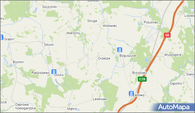 mapa Orzesze gmina Nowogard, Orzesze gmina Nowogard na mapie Targeo