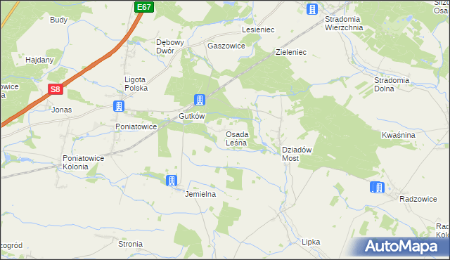 mapa Osada Leśna gmina Oleśnica, Osada Leśna gmina Oleśnica na mapie Targeo