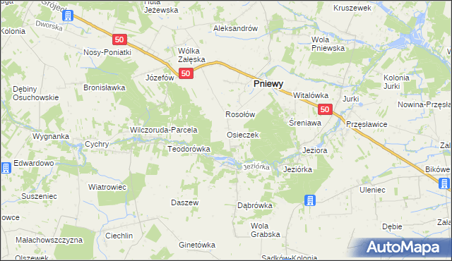 mapa Osieczek gmina Pniewy, Osieczek gmina Pniewy na mapie Targeo