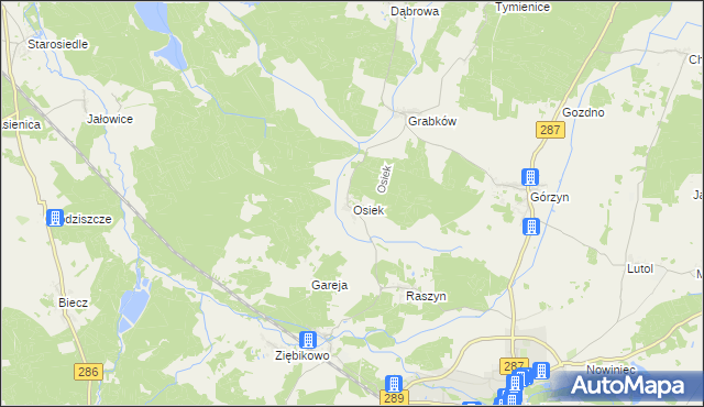 mapa Osiek gmina Lubsko, Osiek gmina Lubsko na mapie Targeo