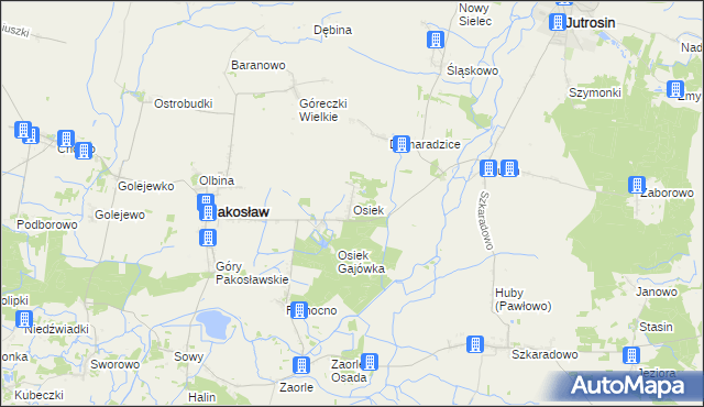 mapa Osiek gmina Pakosław, Osiek gmina Pakosław na mapie Targeo