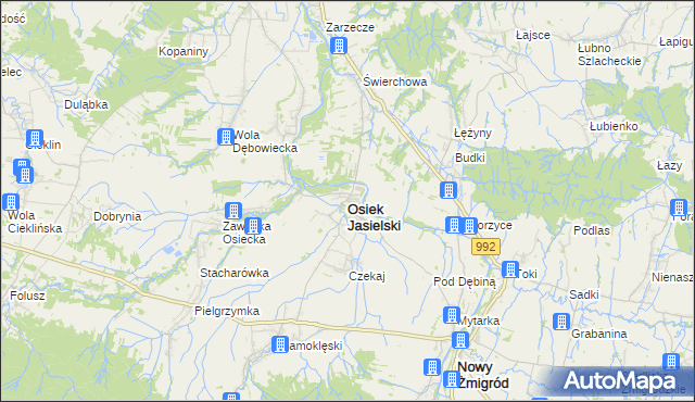 mapa Osiek Jasielski, Osiek Jasielski na mapie Targeo