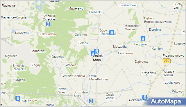 mapa Osiek Mały powiat kolski, Osiek Mały powiat kolski na mapie Targeo