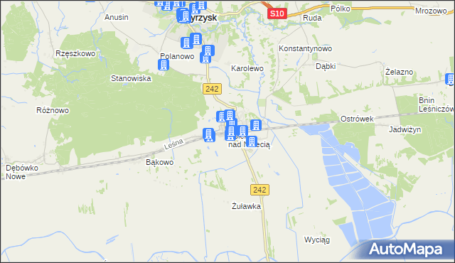 mapa Osiek nad Notecią, Osiek nad Notecią na mapie Targeo