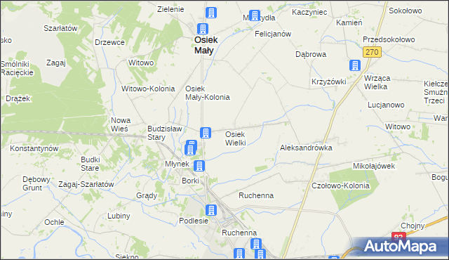 mapa Osiek Wielki gmina Osiek Mały, Osiek Wielki gmina Osiek Mały na mapie Targeo